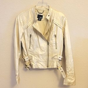 a.n.a Gold Vegan Moto Jacket Sz M
